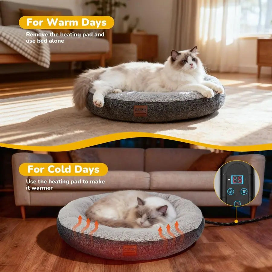 Cozy Heated Cat Bed For Indoor Cats And Small Pets