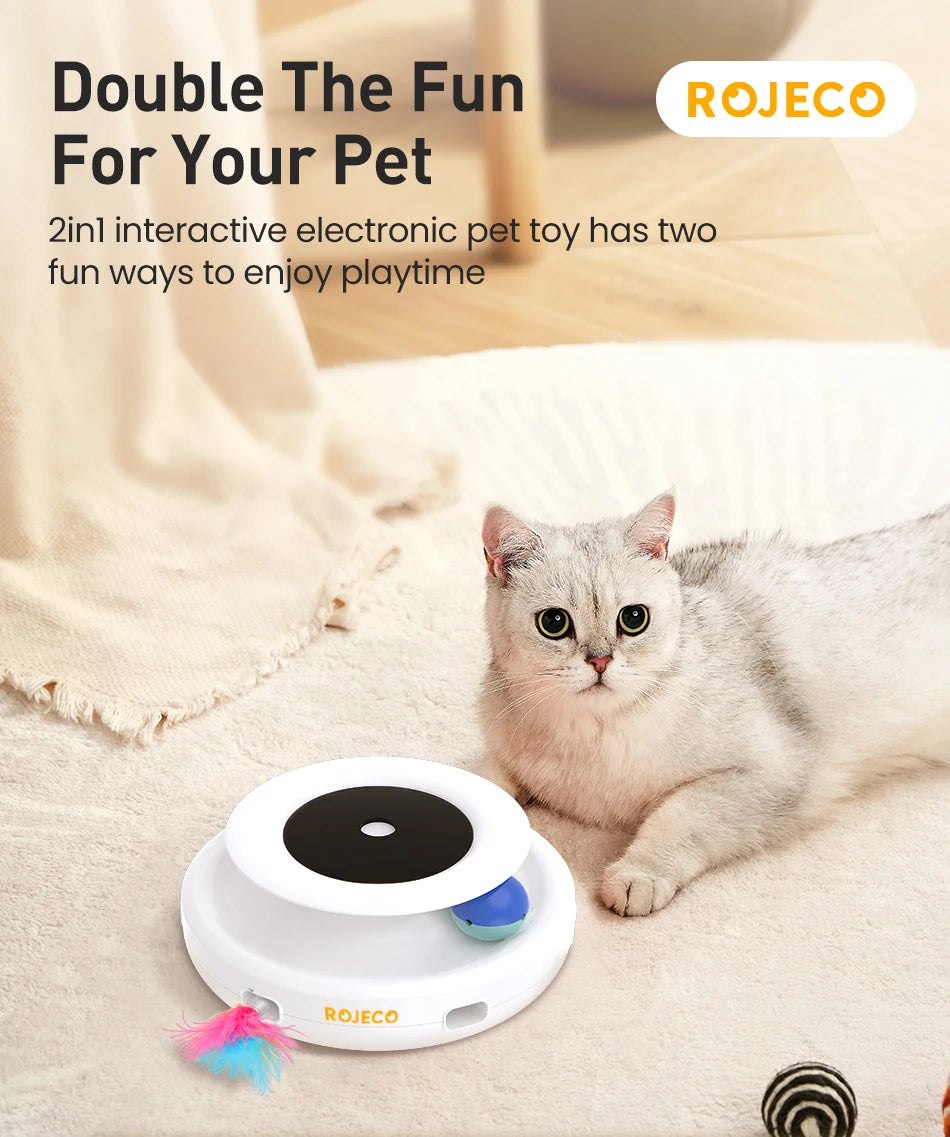 ROJECO 2 In Cat Teaser Toy Feathered Balls Interactive