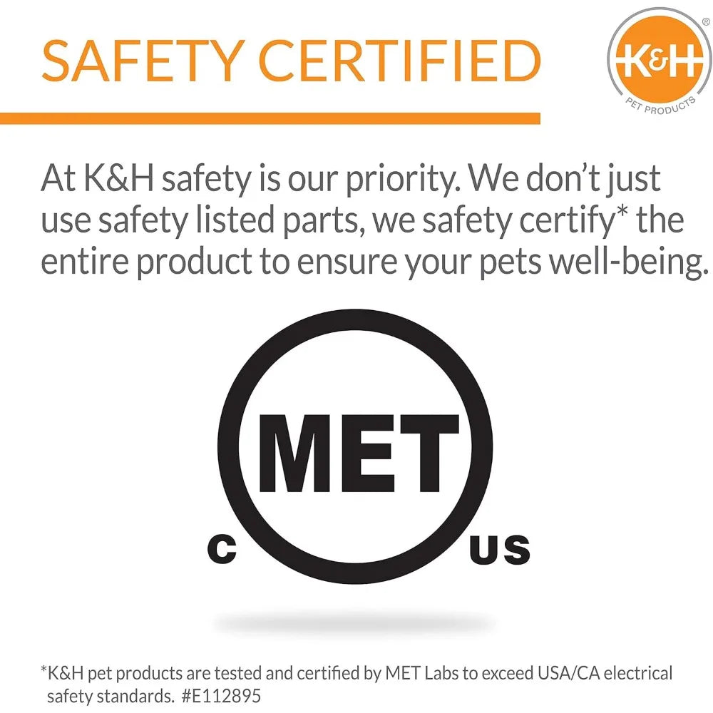 K&H Pet Products Bolster Heated Cat Bed for Indoor Cats, Thermo-Kitty Fashion Splash Orthopedic Foam Heated Pet Bed for Large Ca