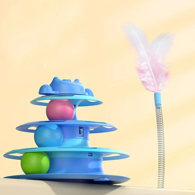 Shanxi 4-Layer Feather Cat Turntable With Ball And Playing Stick