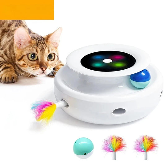 ROJECOCN 2 In 1 Cat Teaser Toy Feather Ball Set 5 Modes