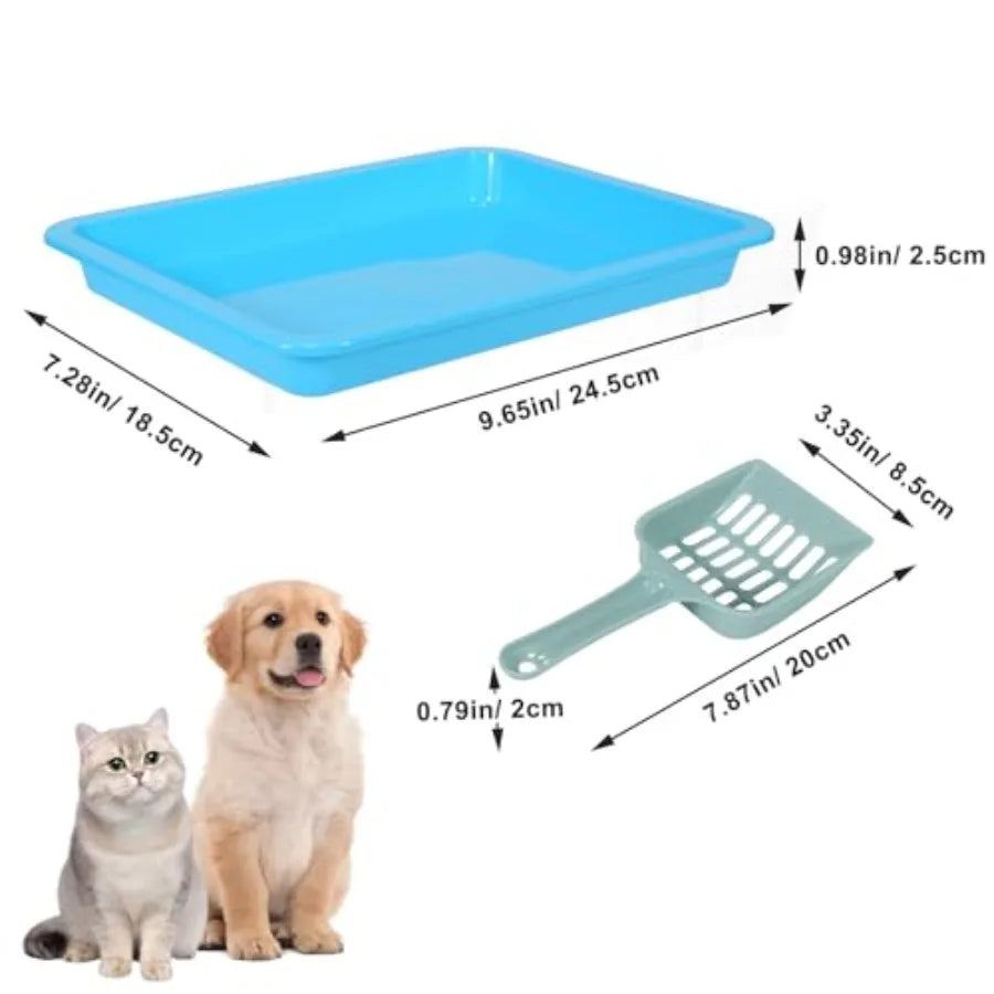 Low Entry Shallow Litter Box Set for Small Pets, Portable
