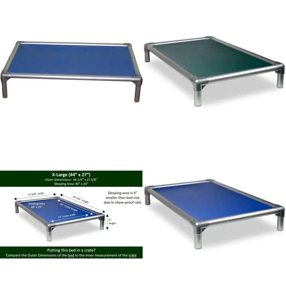 durable silver aluminum dog bed - 44x27" - heavy-duty royal vinyl