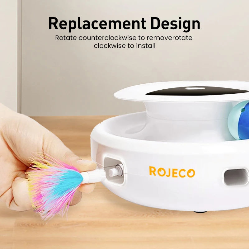 ROJECO 2 In Cat Teaser Toy Feathered Balls Interactive