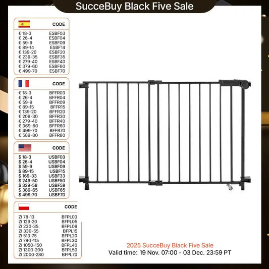 VEVOR Baby Gate 29.5-43 Inches Adjustable Width 28 Inches High Dog Gate No Threshold Bar Easy Step Walk for Child Pet Security