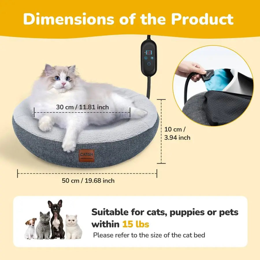 Cozy Heated Cat Bed For Indoor Cats And Small Pets