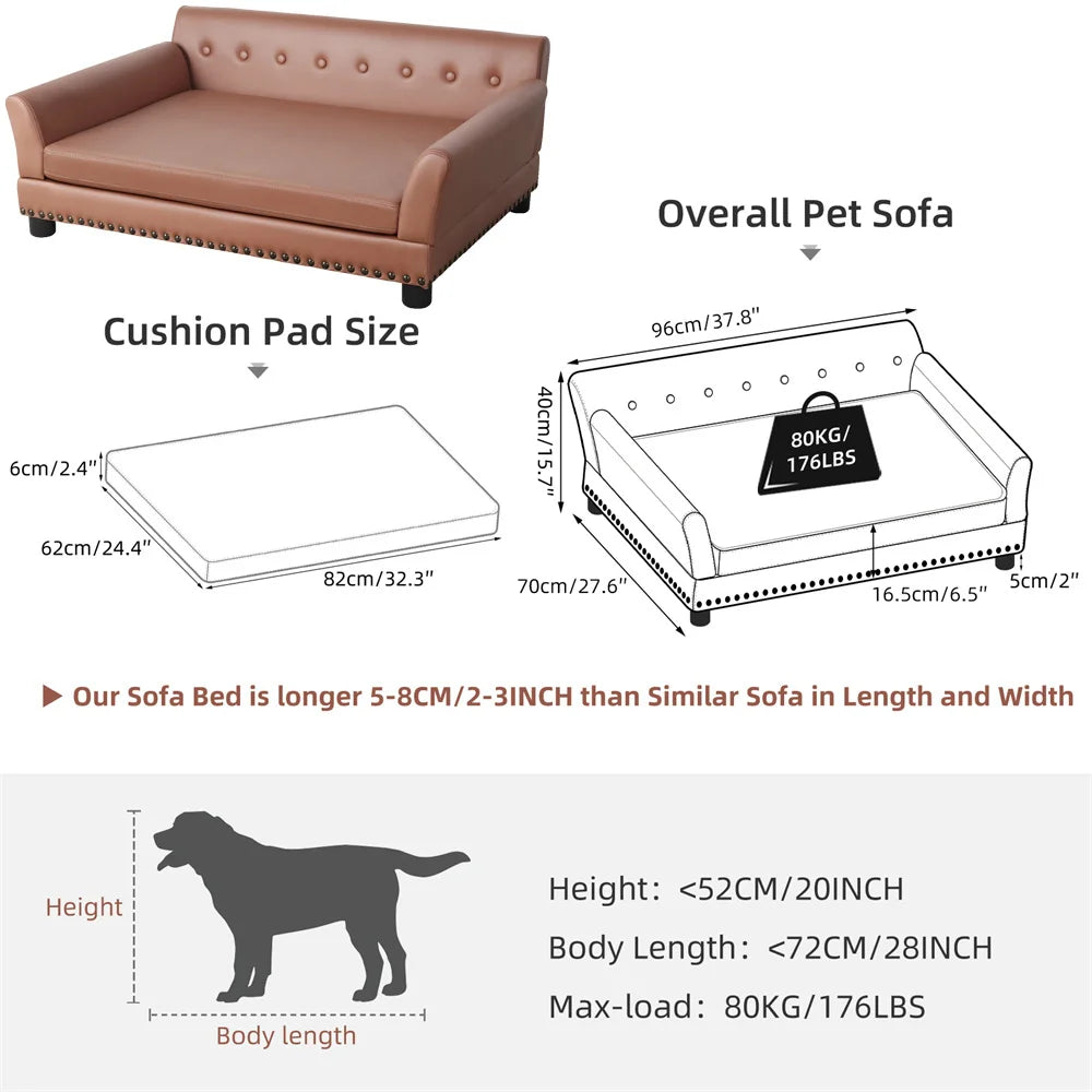 Heavy Duty Pet Sofa Large Raised Dog Bed Cushioned Sofa Softly Pet Cat Bed Puppy Sofa Couch Lounge Bed