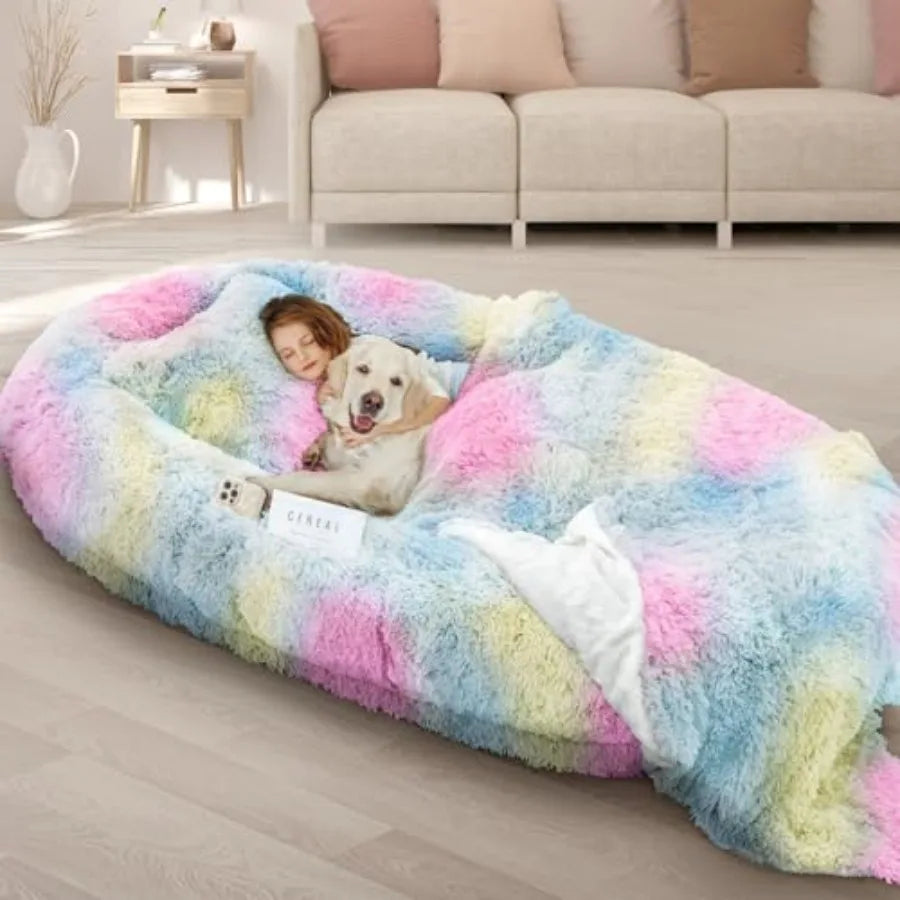 Human Dog Bed 71''x45''x12'' Size Fits Adult and Pet Washable Giant People Bed 10 CM Thick Memory Foam Large Oversize Pet Bed w