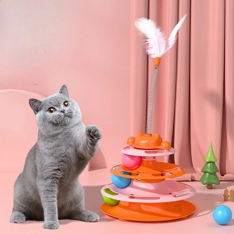 Shanxi 4-Layer Feather Cat Turntable With Ball And Playing Stick