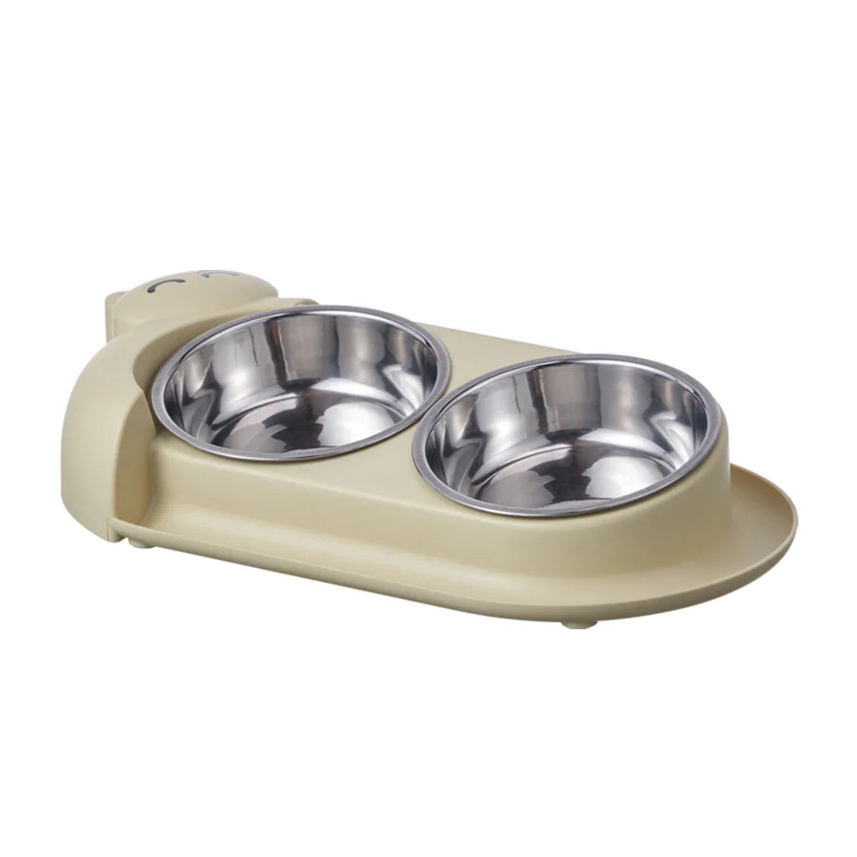 One piece multifunctional pet double bowl cartoon containing stainless steel bowl pet food utensils pet feeding water feeding tw