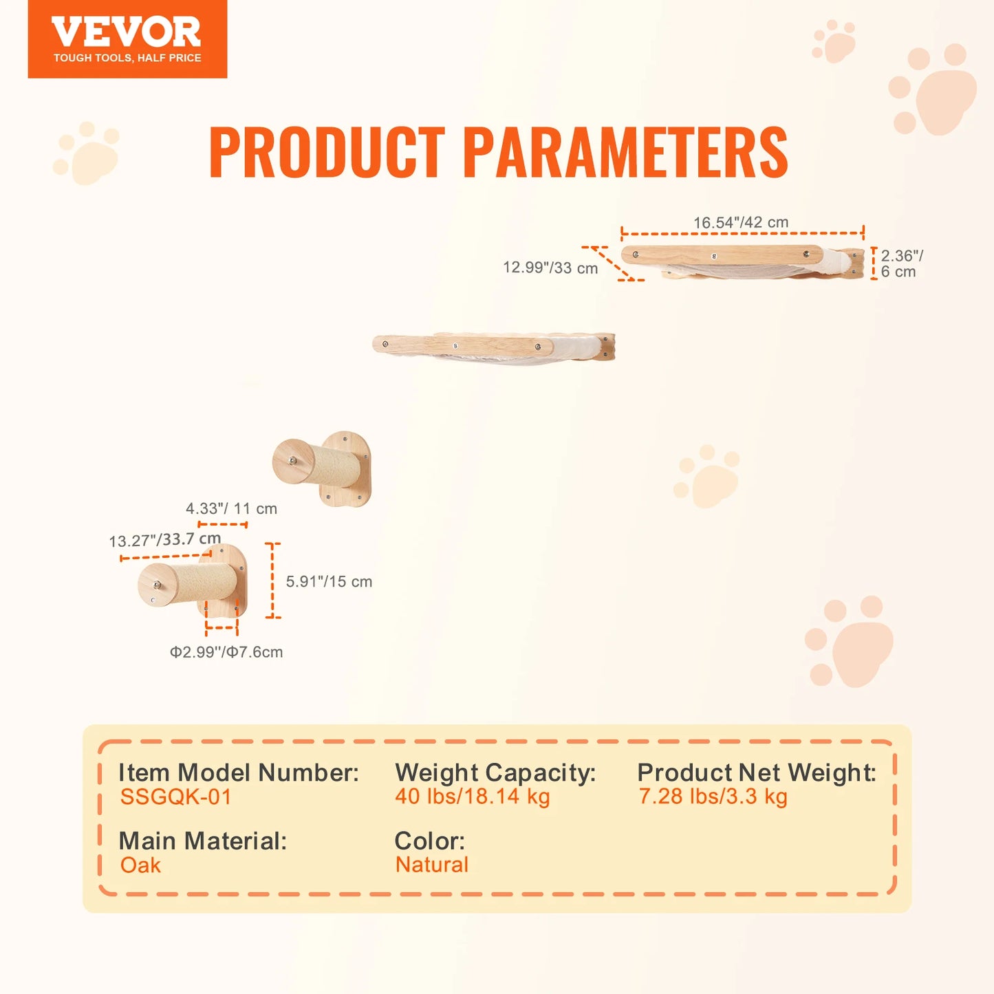 SucceBuy Wall Mounted Cat Shelves and Perches Set