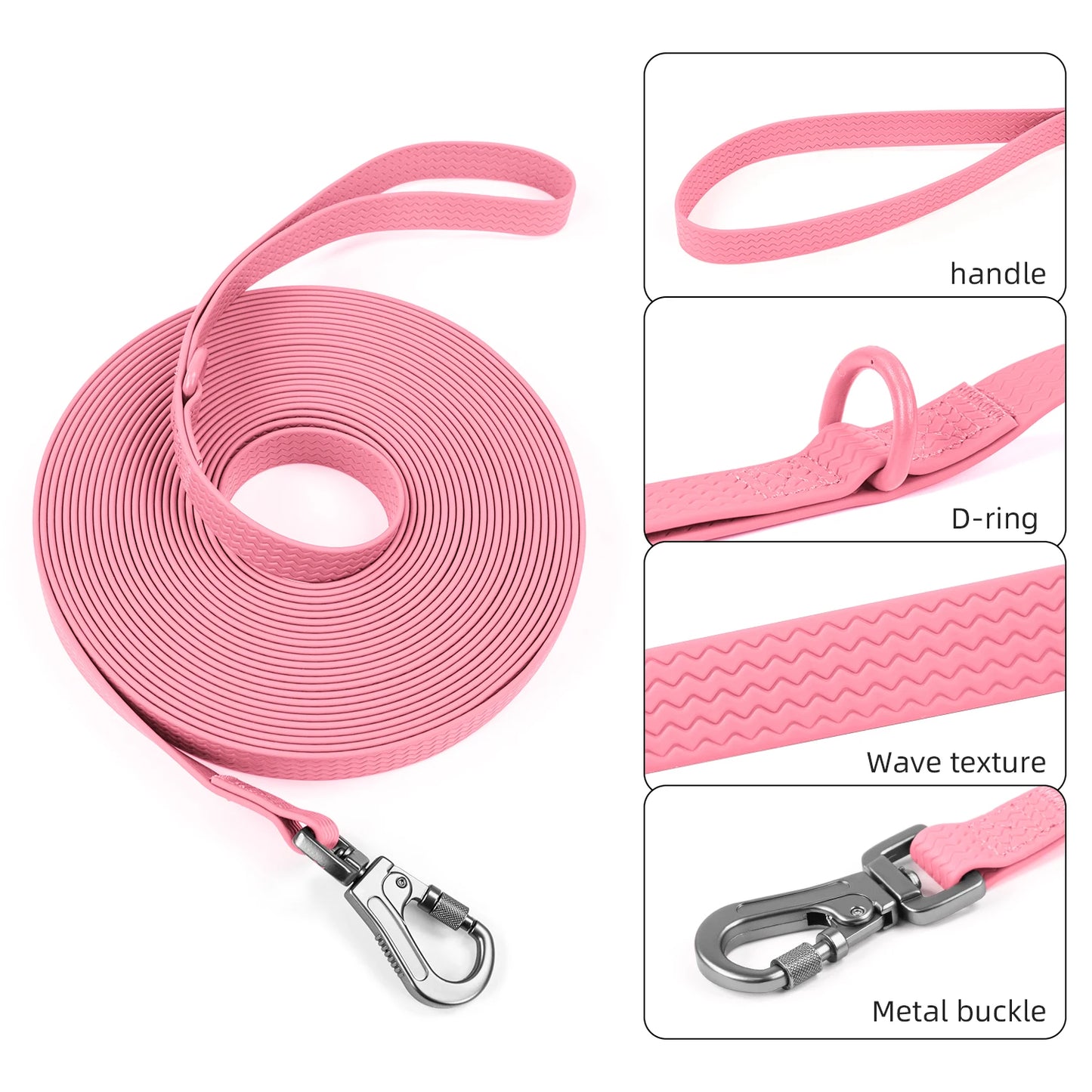 1.8M 3M 5M 10M  PVC Dog Leash large dog Medium non-slip Waterproof and easy to clean running dog training Leash long strong