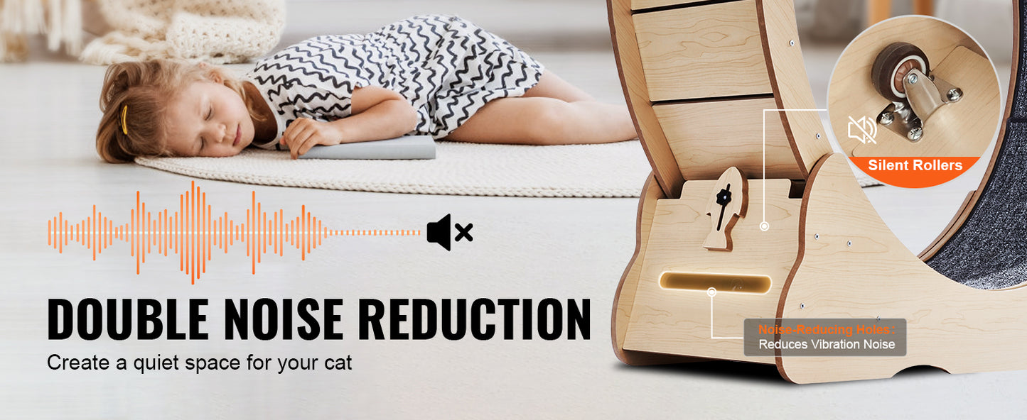 SucceBuy Wooden Cat Exercise Wheel Detachable Carpet Cat Teaser